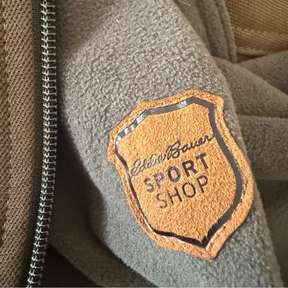 Eddie Bauer Sport Shop Fleece Jacket Mens Taupe Brown Full Zip Hunting SZ 2XL